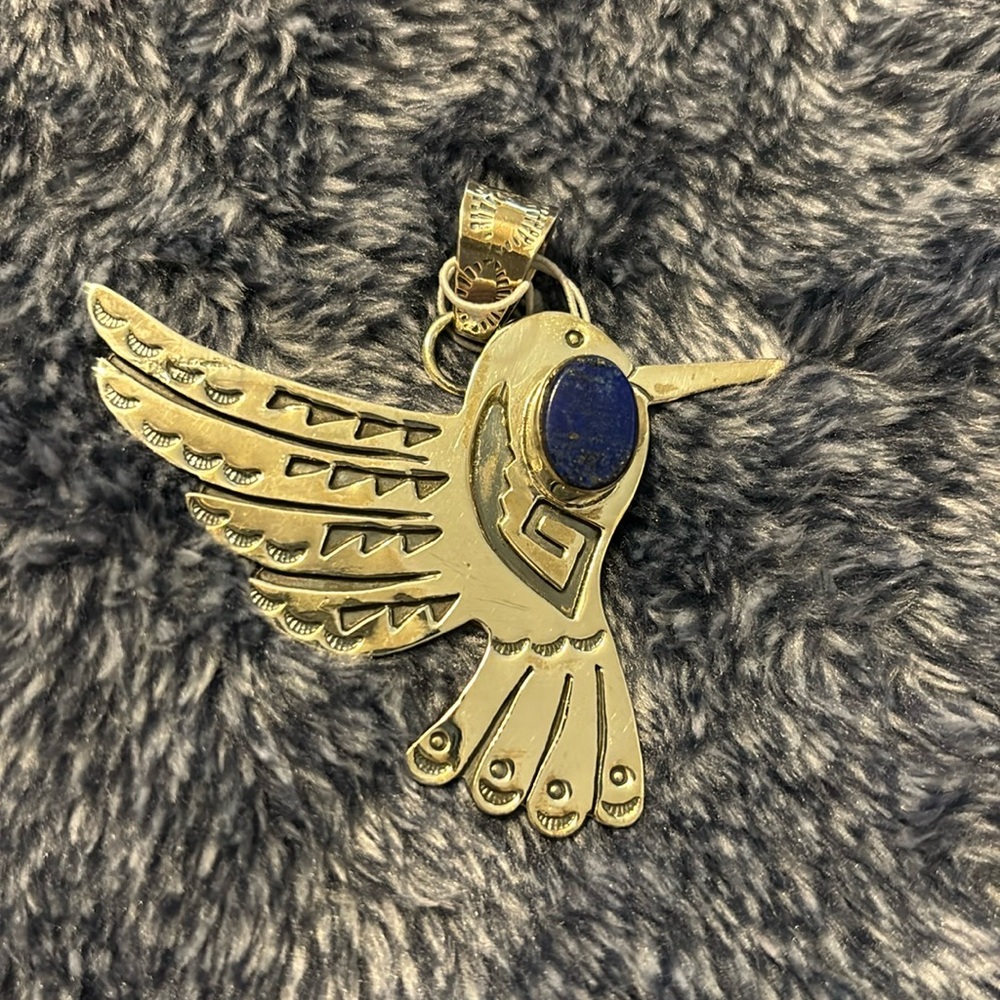 Sterling silver and lapis pendant